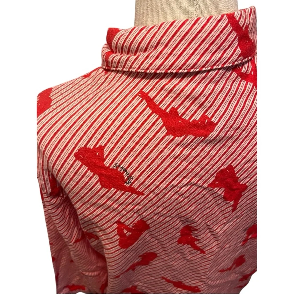 Salvage X Fenty Red and White Striped Pajama Shirt Size XSMALL - Picture 7 of 10